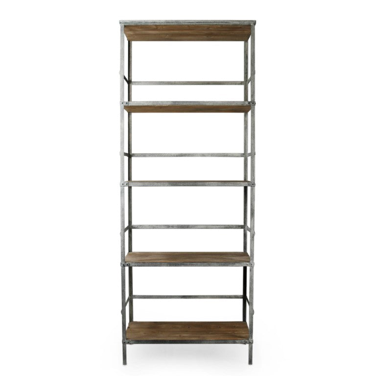 Zentique Velma Recycled Wood Display Rack with Industrial Metal Frame — Stylish, Sturdy Shelving for Retail/Home HS041