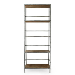 Zentique Velma Recycled Wood Display Rack with Industrial Metal Frame — Stylish, Sturdy Shelving for Retail/Home HS041