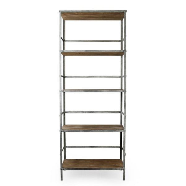 Zentique Velma Recycled Wood Display Rack with Industrial Metal Frame — Stylish, Sturdy Shelving for Retail/Home HS041