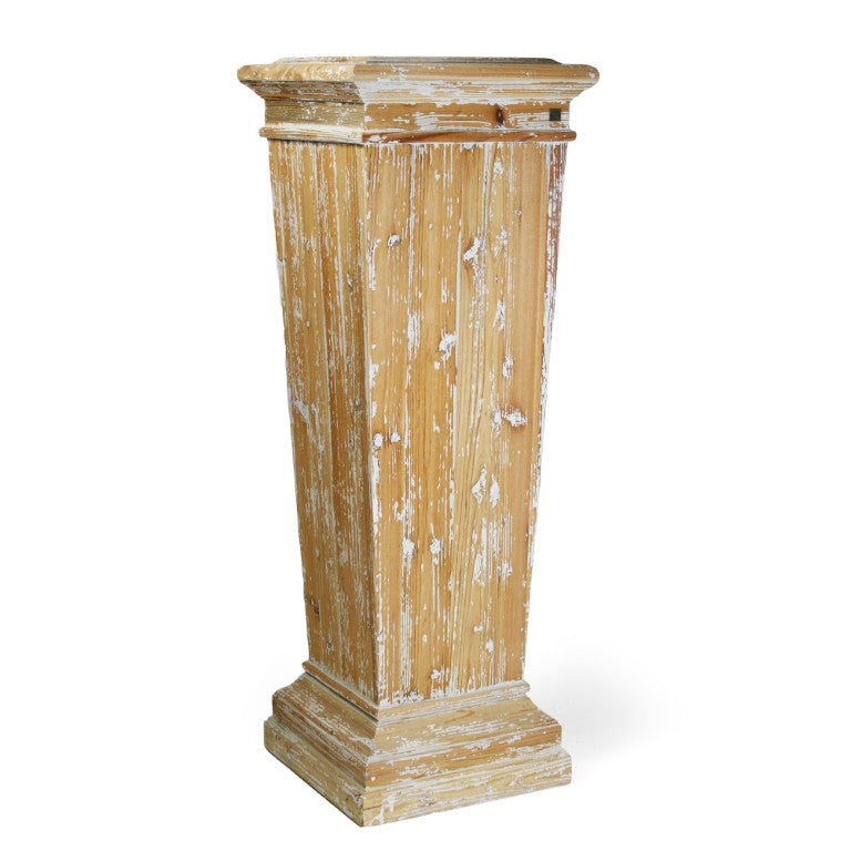 Zentique Basdon Recycled Wood Pedestal - Minimalist Slim Column for Plants, Sculptures & Rustic Modern Décor HS043