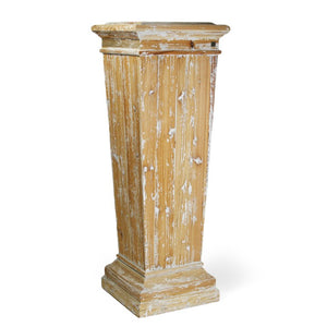 Zentique Basdon Recycled Wood Pedestal - Minimalist Slim Column for Plants, Sculptures & Rustic Modern Décor HS043