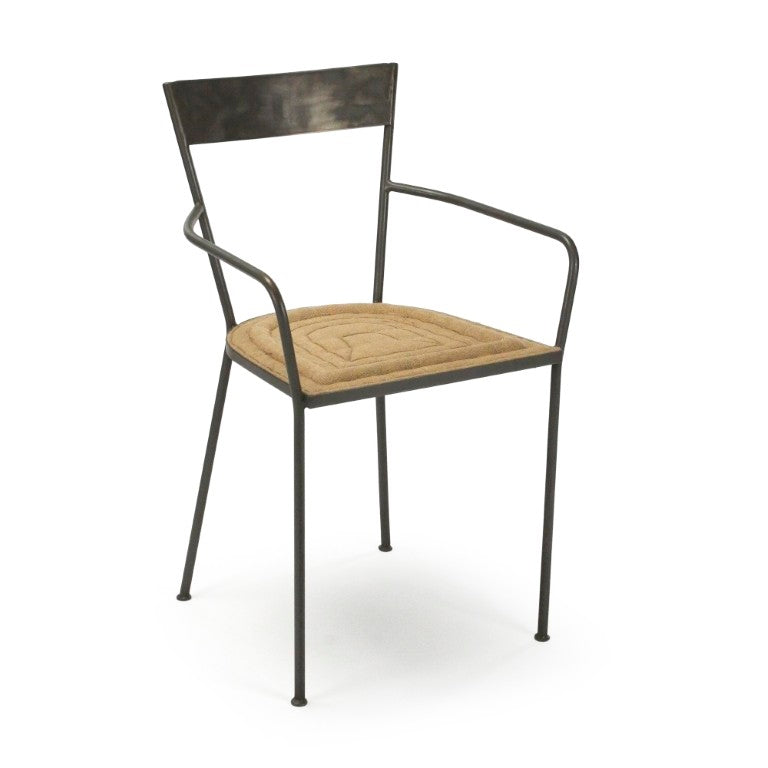 Zentique Klaas Arm Chair with Birch Frame & Burlap Seat — Compact Ergonomic Accent Chair for Modern Spaces HS056