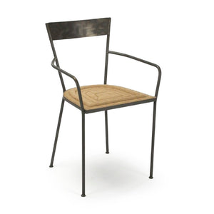 Zentique Klaas Arm Chair with Birch Frame & Burlap Seat — Compact Ergonomic Accent Chair for Modern Spaces HS056