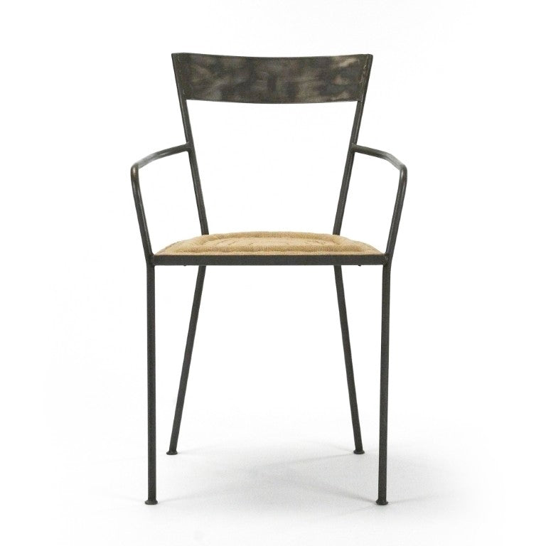 Zentique Klaas Arm Chair with Birch Frame & Burlap Seat — Compact Ergonomic Accent Chair for Modern Spaces HS056