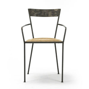 Zentique Klaas Arm Chair with Birch Frame & Burlap Seat — Compact Ergonomic Accent Chair for Modern Spaces HS056