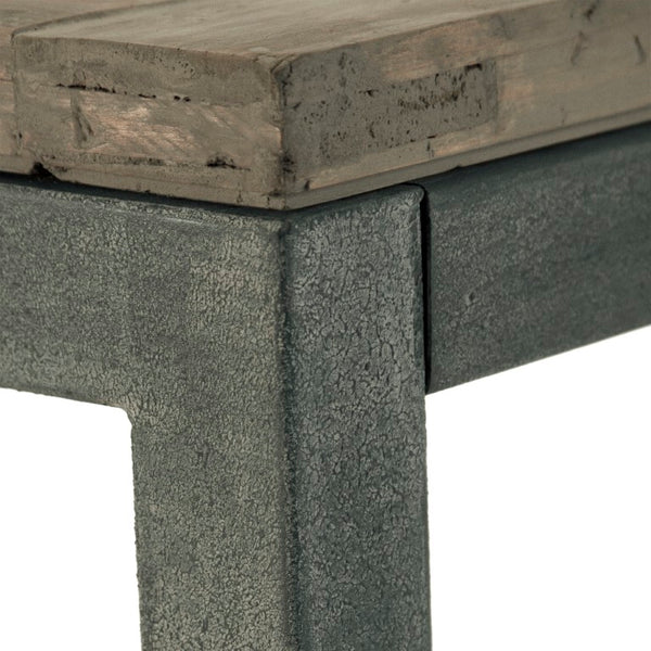 Zentique Abner Reclaimed Wood Dining Table with Rustic Metal Base — Seats 6, Farmhouse-Industrial Charm HS058