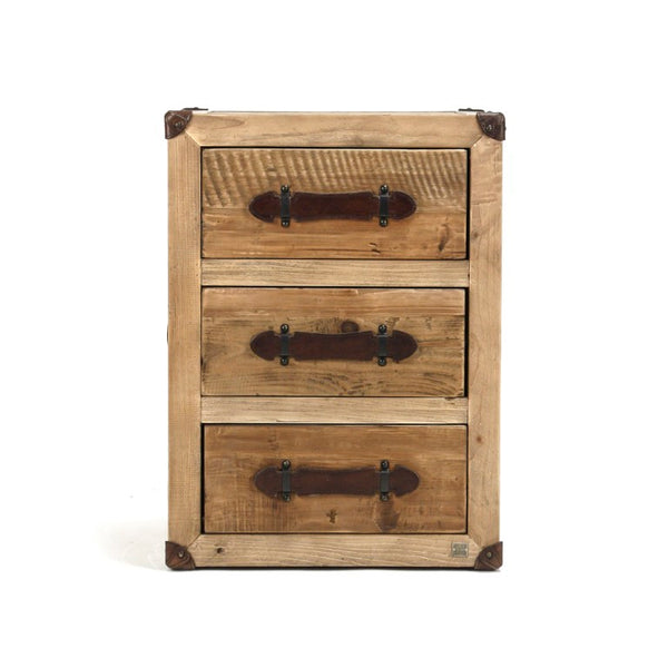 Zentique Abott Reclaimed Wood Night Stand with Antique Bleached Finish, Compact Rustic Storage & Durable Craftsmanship HS068
