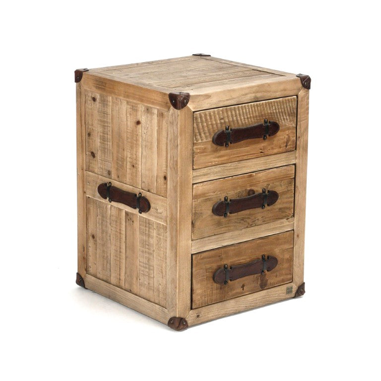 Zentique Abott Reclaimed Wood Night Stand with Antique Bleached Finish, Compact Rustic Storage & Durable Craftsmanship HS068