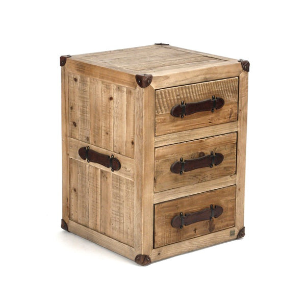 Zentique Abott Reclaimed Wood Night Stand with Antique Bleached Finish, Compact Rustic Storage & Durable Craftsmanship HS068