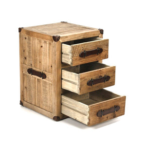 Zentique Abott Reclaimed Wood Night Stand with Antique Bleached Finish, Compact Rustic Storage & Durable Craftsmanship HS068