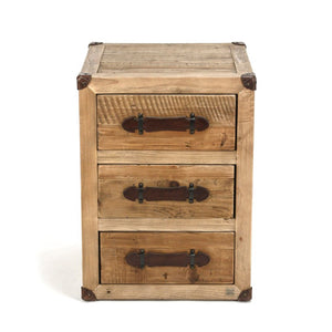 Zentique Abott Reclaimed Wood Night Stand with Antique Bleached Finish, Compact Rustic Storage & Durable Craftsmanship HS068