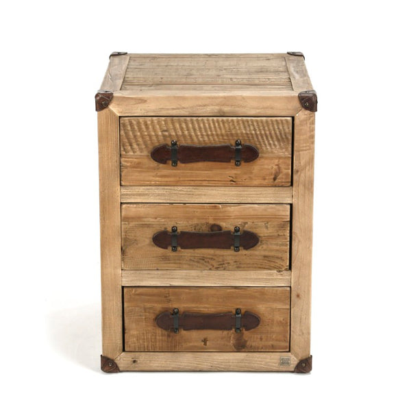 Zentique Abott Reclaimed Wood Night Stand with Antique Bleached Finish, Compact Rustic Storage & Durable Craftsmanship HS068