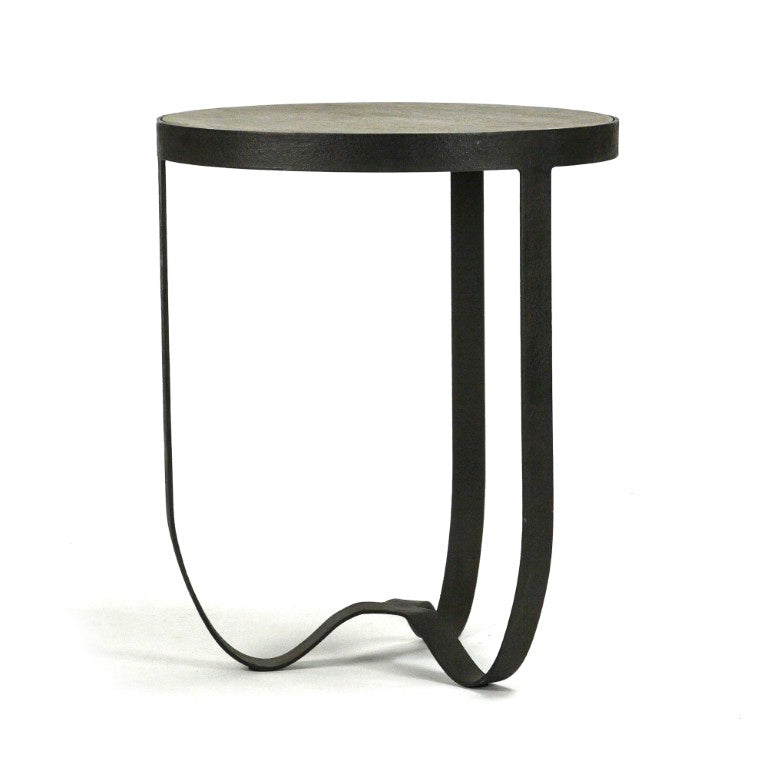 Zentique Deo Solid Oak Side Table with Recycled Metal Frame — Compact Industrial-Modern Accent for Small Spaces HS072