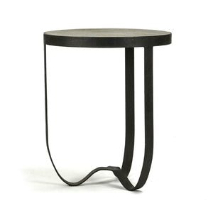 Zentique Deo Solid Oak Side Table with Recycled Metal Frame — Compact Industrial-Modern Accent for Small Spaces HS072