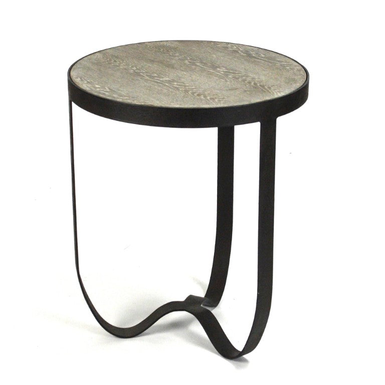 Zentique Deo Solid Oak Side Table with Recycled Metal Frame — Compact Industrial-Modern Accent for Small Spaces HS072