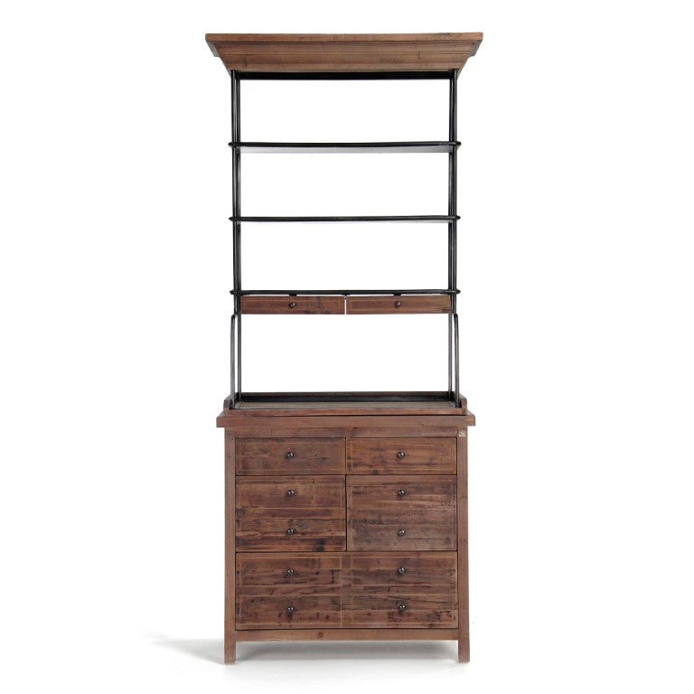Zentique Obert Reclaimed Pine Tall Cabinet – Slim 90.5" Vertical Storage with Paneled Doors, Rustic Finish HS084