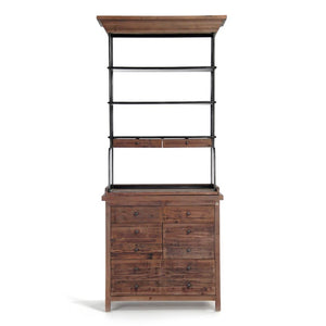 Zentique Obert Reclaimed Pine Tall Cabinet – Slim 90.5" Vertical Storage with Paneled Doors, Rustic Finish HS084