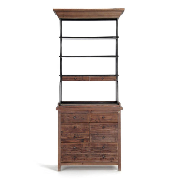 Zentique Obert Reclaimed Pine Tall Cabinet – Slim 90.5" Vertical Storage with Paneled Doors, Rustic Finish HS084