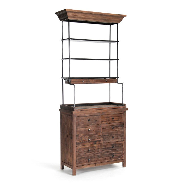 Zentique Obert Reclaimed Pine Tall Cabinet – Slim 90.5" Vertical Storage with Paneled Doors, Rustic Finish HS084