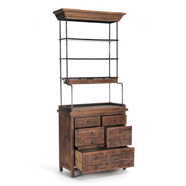 Zentique Obert Reclaimed Pine Tall Cabinet – Slim 90.5" Vertical Storage with Paneled Doors, Rustic Finish HS084