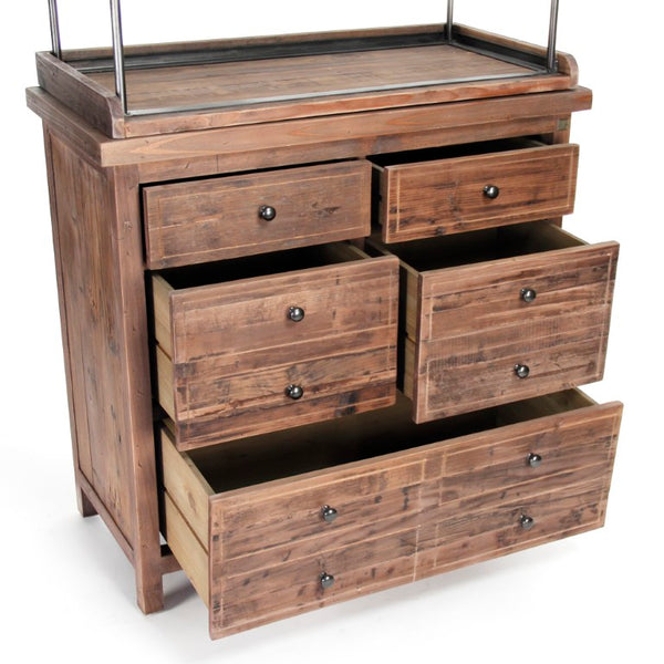 Zentique Obert Reclaimed Pine Tall Cabinet – Slim 90.5" Vertical Storage with Paneled Doors, Rustic Finish HS084