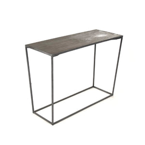 Zentique Hobart Wall Table Console — Solid Oak Top & Recycled Metal Frame, Space-Saving Industrial-Rustic Design HS103