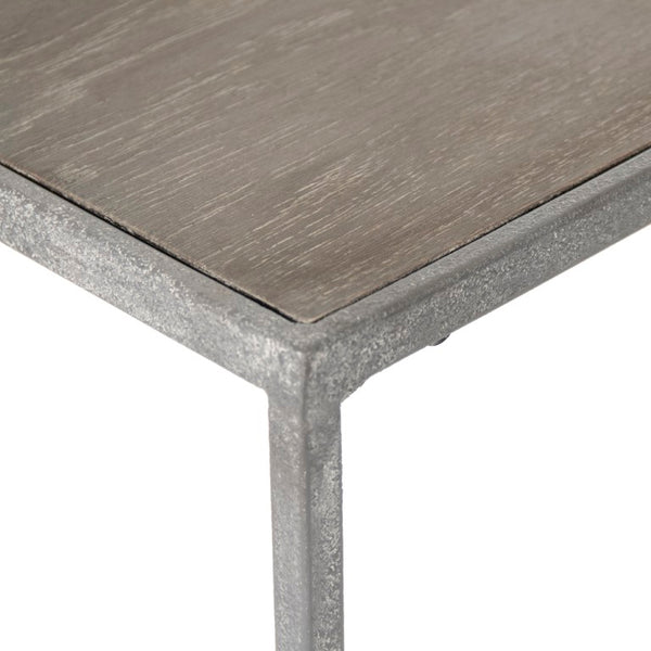 Zentique Hobart Wall Table Console — Solid Oak Top & Recycled Metal Frame, Space-Saving Industrial-Rustic Design HS103