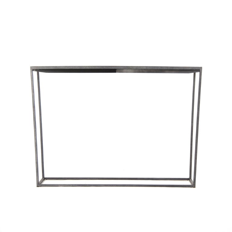 Zentique Hobart Wall Table Console — Solid Oak Top & Recycled Metal Frame, Space-Saving Industrial-Rustic Design HS103