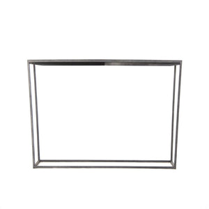 Zentique Hobart Wall Table Console — Solid Oak Top & Recycled Metal Frame, Space-Saving Industrial-Rustic Design HS103