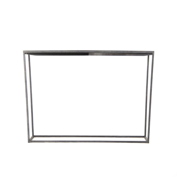 Zentique Hobart Wall Table Console — Solid Oak Top & Recycled Metal Frame, Space-Saving Industrial-Rustic Design HS103