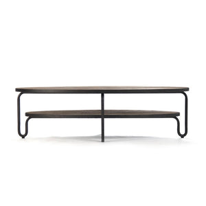 Zentique Alberta Elm Oval Coffee Table — Modern low-profile centerpiece with solid wood top, metal base, durable style HS105