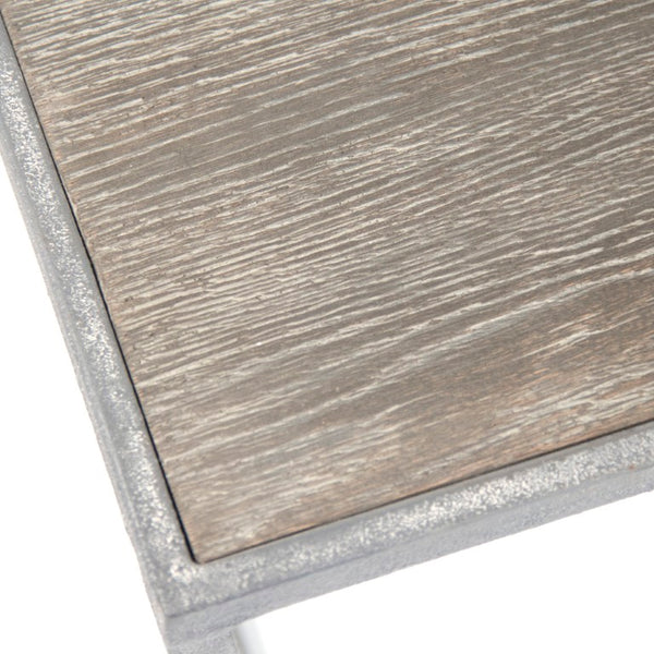 Zentique Hobart Solid Oak Coffee Table with Reclaimed Metal Base — Industrial Low-Profile 55"W Rustic Chic HS107
