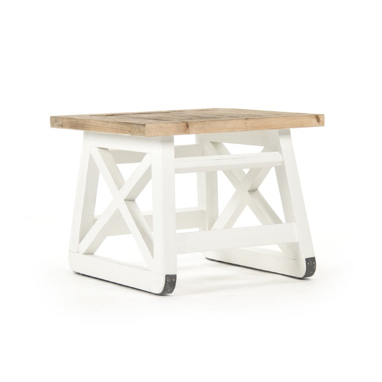 Zentique Lilon Solid Pine Side Table — Compact 24.5" Modern-Rustic Nightstand with Warm Finish, Versatile Use HS116
