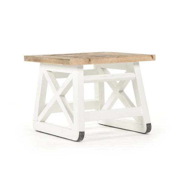 Zentique Lilon Solid Pine Side Table — Compact 24.5" Modern-Rustic Nightstand with Warm Finish, Versatile Use HS116