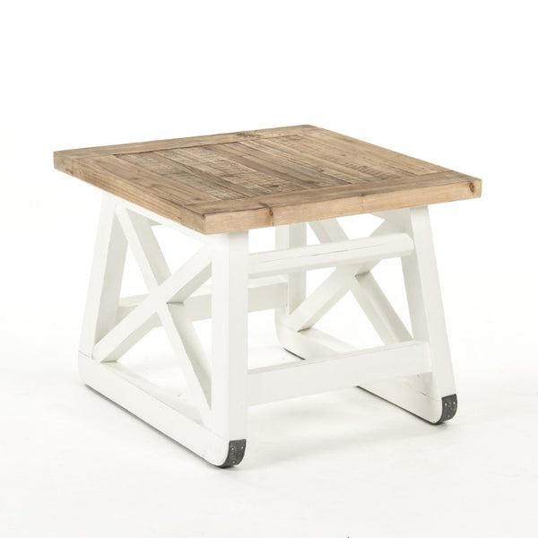 Zentique Lilon Solid Pine Side Table — Compact 24.5" Modern-Rustic Nightstand with Warm Finish, Versatile Use HS116