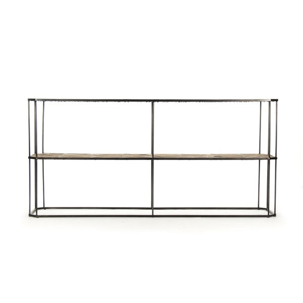 Zentique Anabel Pine Console Table 71" Wide x 18" Deep — Modern Farmhouse Narrow Entryway Shelf with Metal Frame HS125