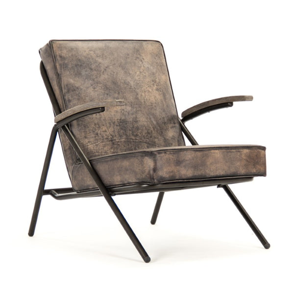 Zentique Lucas Lounge Chair with Oak Accents & Metal Frame — Compact Ergonomic Seat for Modern Spaces HS127