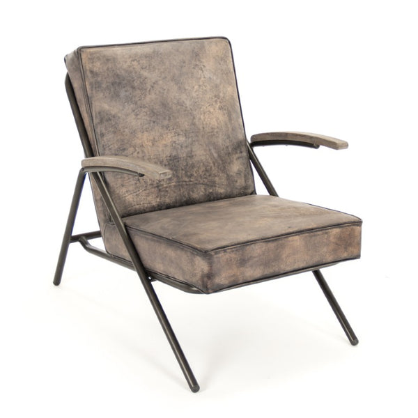 Zentique Lucas Lounge Chair with Oak Accents & Metal Frame — Compact Ergonomic Seat for Modern Spaces HS127