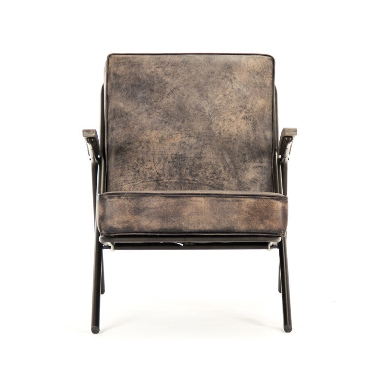Zentique Lucas Lounge Chair with Oak Accents & Metal Frame — Compact Ergonomic Seat for Modern Spaces HS127