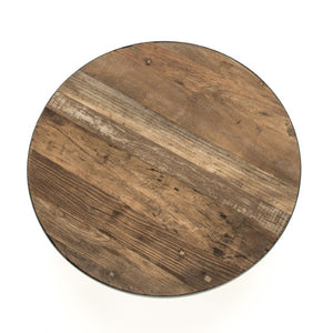 Zentique Vieux Elm and Metal Side Table with Lower Shelf, Rustic Industrial Accent for Small Spaces and Storage W23.5 x H18 x D23.5 HS128