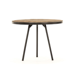 Zentique Vieux Elm and Metal Side Table with Lower Shelf, Rustic Industrial Accent for Small Spaces and Storage W23.5 x H18 x D23.5 HS128