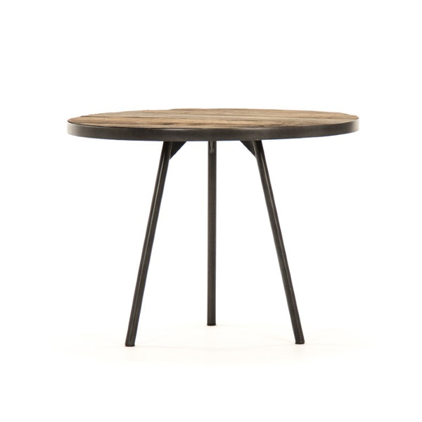 Zentique Vieux Elm and Metal Side Table with Lower Shelf, Rustic Industrial Accent for Small Spaces and Storage W23.5 x H18 x D23.5 HS128