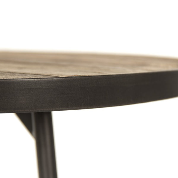 Zentique Vieux Elm and Metal Side Table with Lower Shelf, Rustic Industrial Accent for Small Spaces and Storage W19.5 x H22 x D19.5 HS129