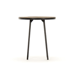 Zentique Vieux Elm and Metal Side Table with Lower Shelf, Rustic Industrial Accent for Small Spaces and Storage W19.5 x H22 x D19.5 HS129