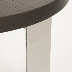 Zentique Croix Oak Round Side Table with Steel Frame — Compact 23.5" Surface, Warm Finish, Durable Modern Accent HS130