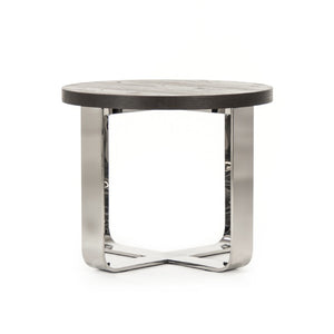 Zentique Croix Oak Round Side Table with Steel Frame — Compact 23.5" Surface, Warm Finish, Durable Modern Accent HS130