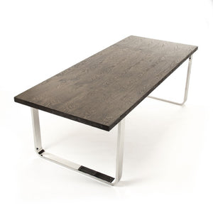 Zentique Eclat Dining Table — Oak Top & Powder-Coated Steel Base, Seats 6–8, Sturdy Modern Industrial Centerpiece HS133