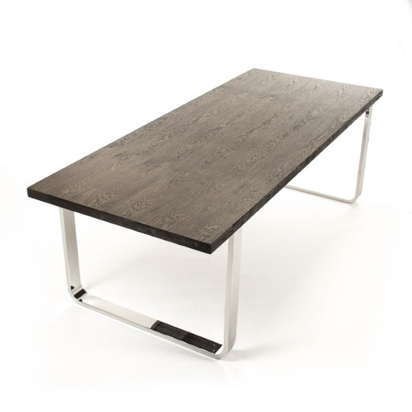 Zentique Eclat Dining Table — Oak Top & Powder-Coated Steel Base, Seats 6–8, Sturdy Modern Industrial Centerpiece HS133