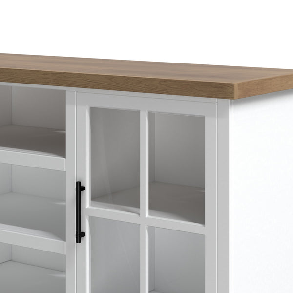 Legends Furniture Bridgevine Home Hampton 67 Inch Tv Stand Console For Tvs Up To 80 Inches, No Assembly Required, Jasmine Whitewash And Barnwood Finish Mushroom, White Poplar Solids And Okoume Veneers With Knotty Alder Top Ht1210.Bjw