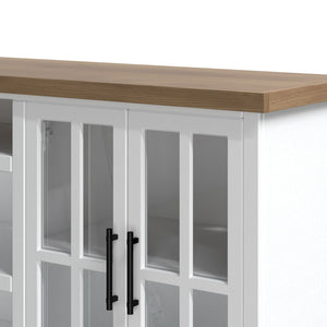 Legends Furniture Bridgevine Home Hampton 96 Inch Tv Stand Console For Tvs Up To 100 Inches, No Assembly Requried, Jasmine Whitewash And Barnwood Finish Barnwood And Jasmine White, White Poplar Solids And Okoume Veneers With Knotty Alder Top Ht1211.Bjw